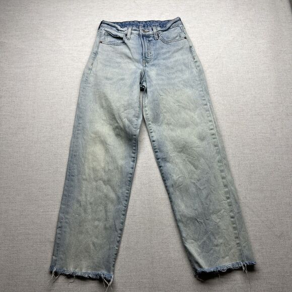 OLD NAVY O.G Loose High Rise Straight Leg Light Wash Blue Denim Jeans Women's 0 - Picture 1 of 10